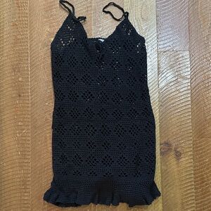Aerie Black Crochet Swim Cover-Up